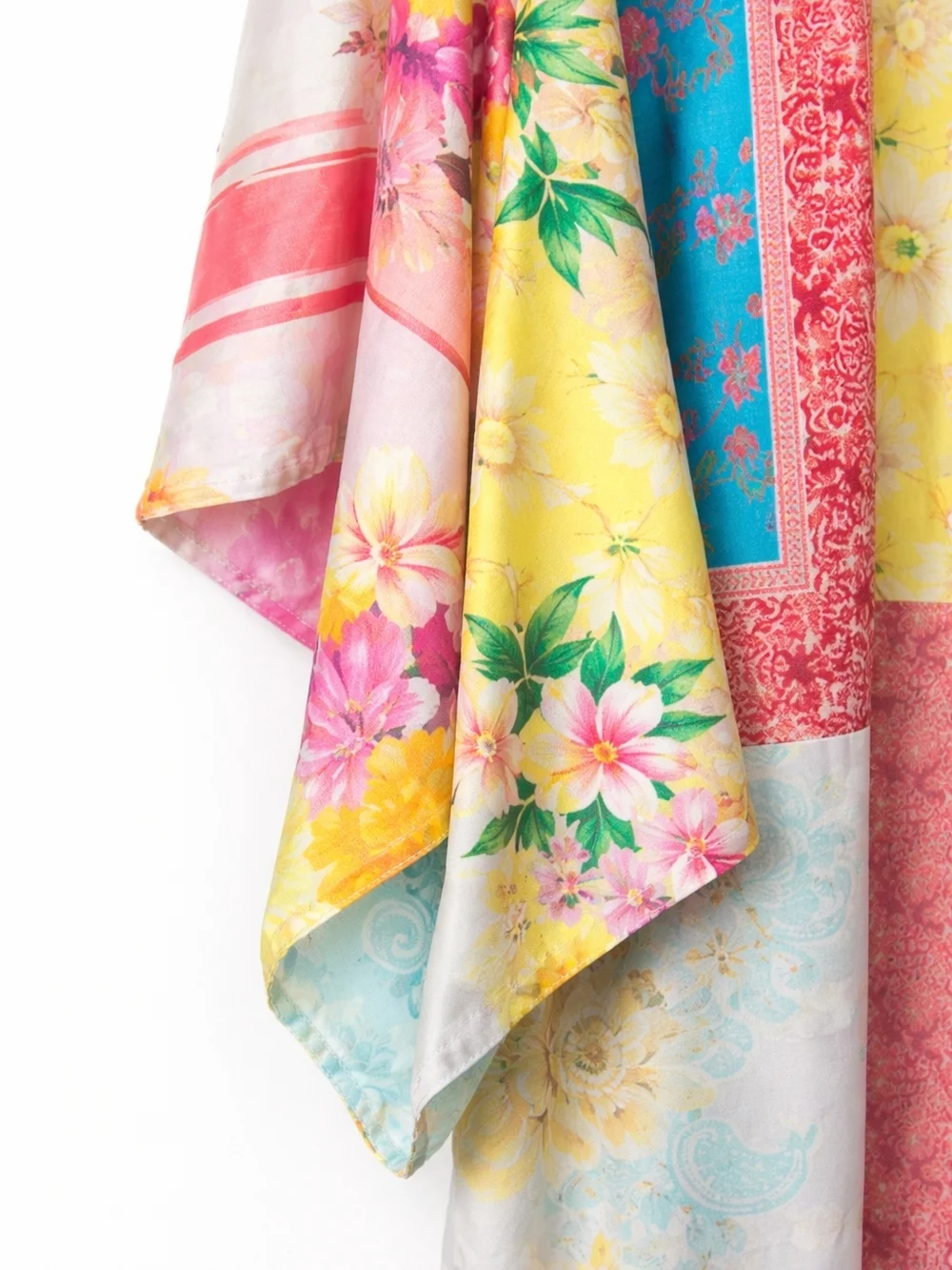 Free People Patchwork Kimono Duster Boho Festival Colorful Floral M/L Romantic - Picture 4 of 6